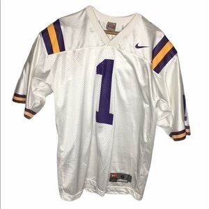 NIKE white, purple v-neck mesh #1 Jersey top